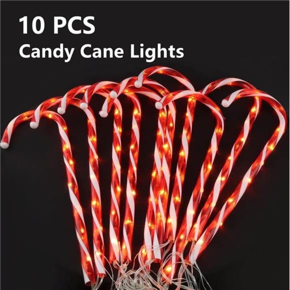 LED Christmas Candy Cane Pathway Marker Lights Set of 10...
